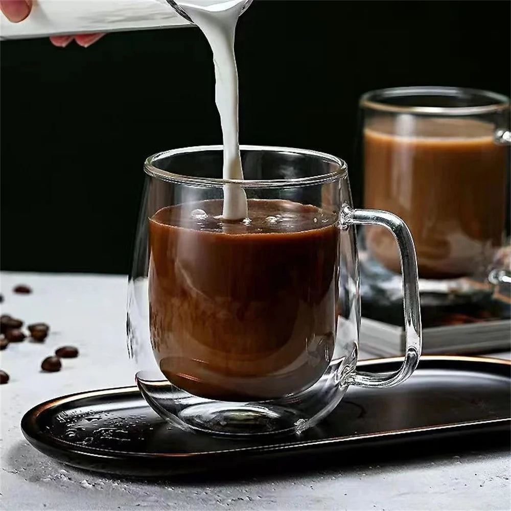 Double Wall Glass Coffee Cup – Heat Resistant Borosilicate Mug (150–350ml)
