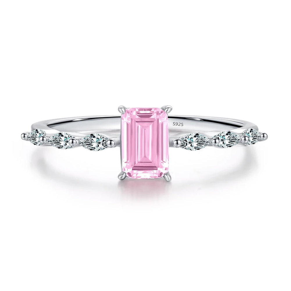 Amber Emerald Cut Zircon Ring