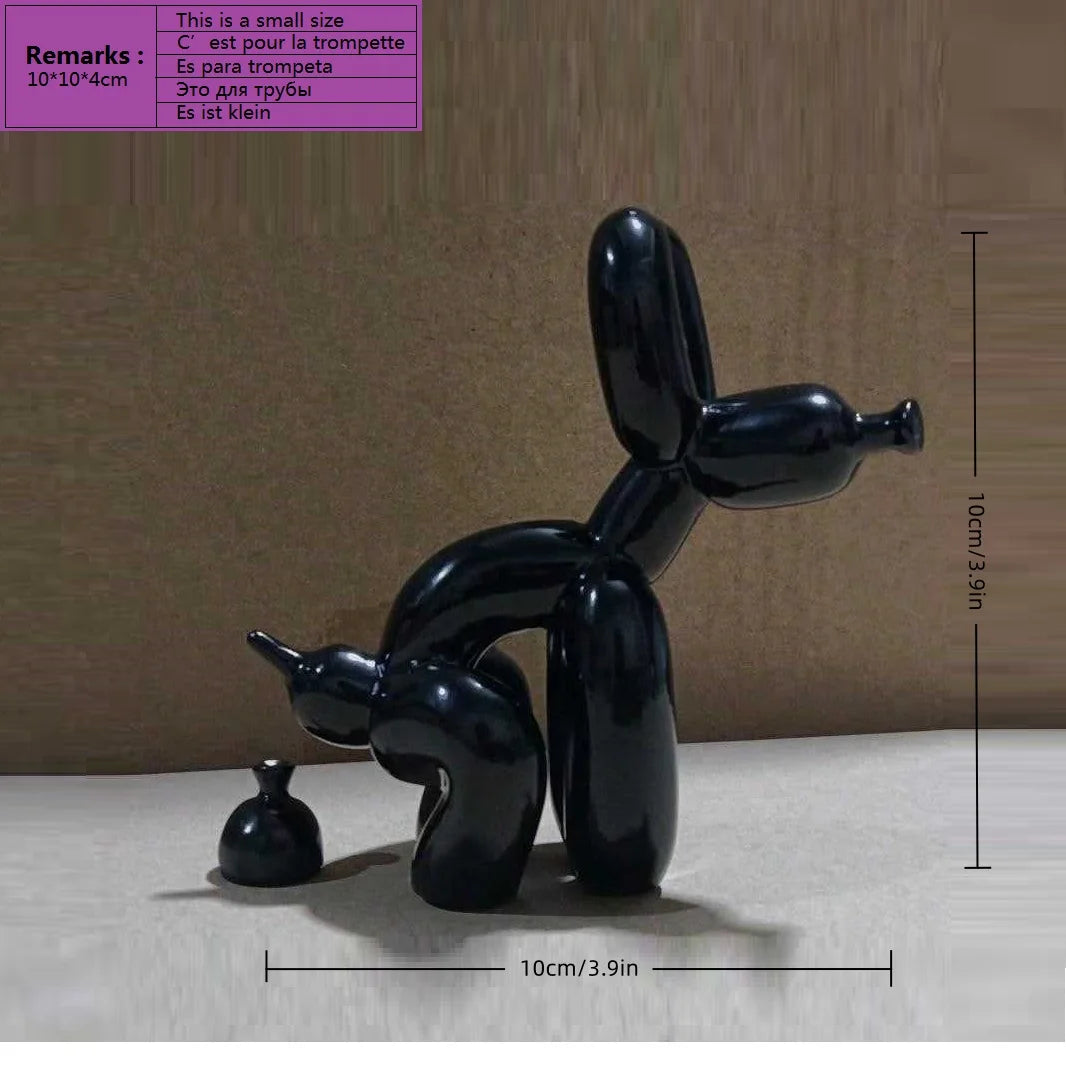 Modern Squat Balloon Dog Sculpture – Contemporary Home Decor