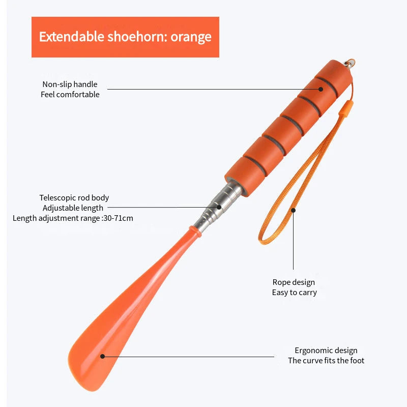 Adjustable Long Metal Shoehorn (30–71cm) – No Bending Required