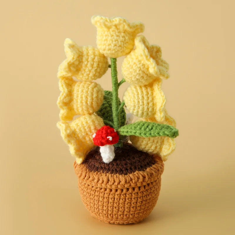 Crochet Orchid Potted Flower with Light