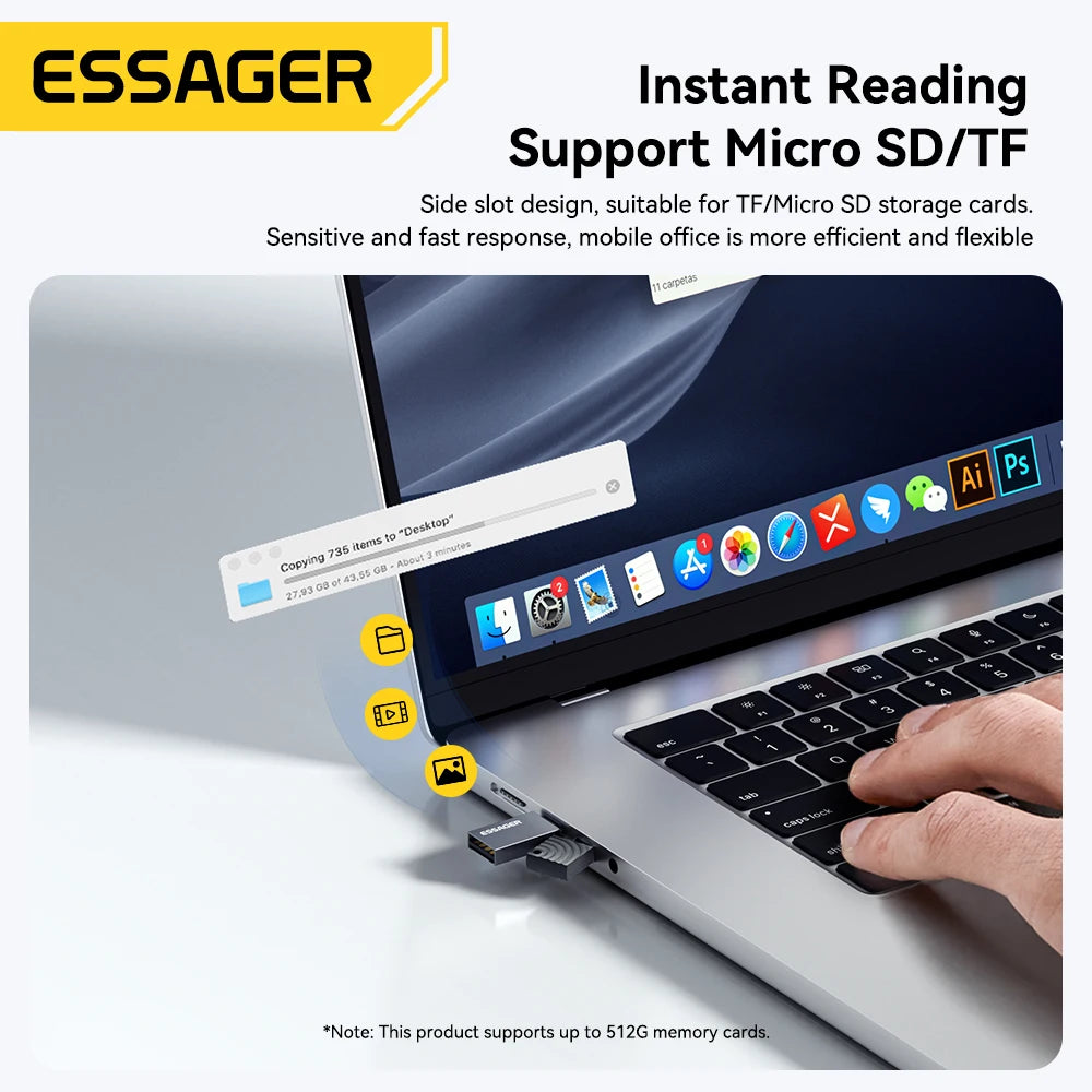 Essager 2 in 1 TF SD Card Reader USB 2.0 Memory Card Adapter Smart High Speed Cardreader Convertor for PC Laptop Accessories