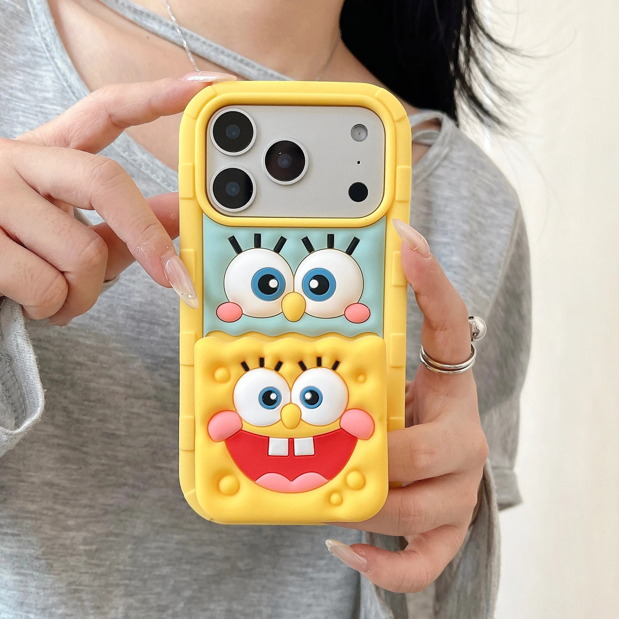 3D Cartoon SpongeBob Holder Case – Stand Back Cover