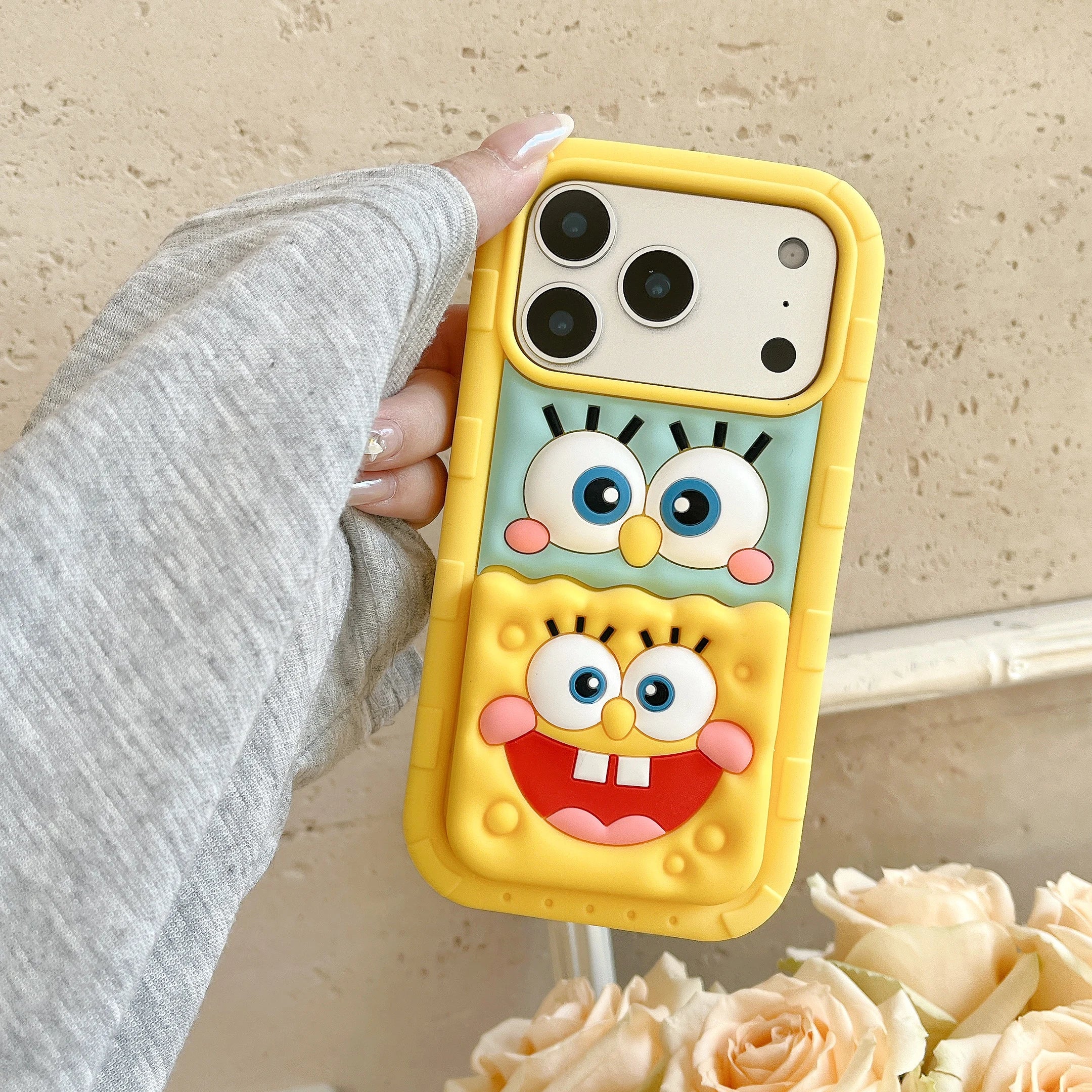 3D Cartoon SpongeBob Holder Case – Stand Back Cover