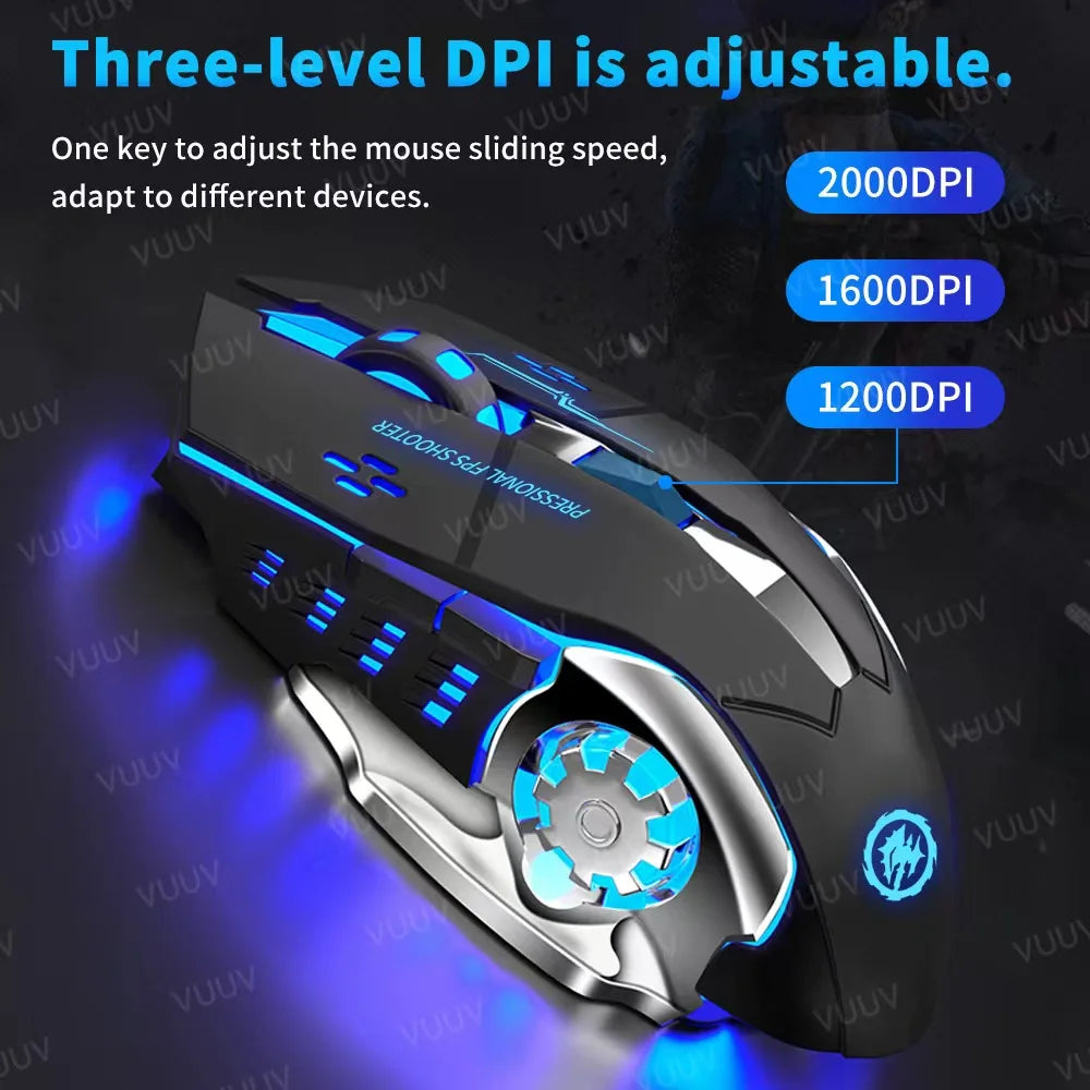 Wireless Bluetooth Gaming Mouse – Rechargeable RGB Ergonomic Design