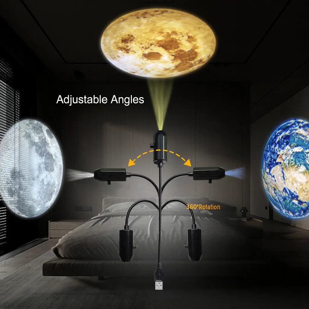 Rotating Moon & Star Projector Lamp – Rechargeable LED Night Light