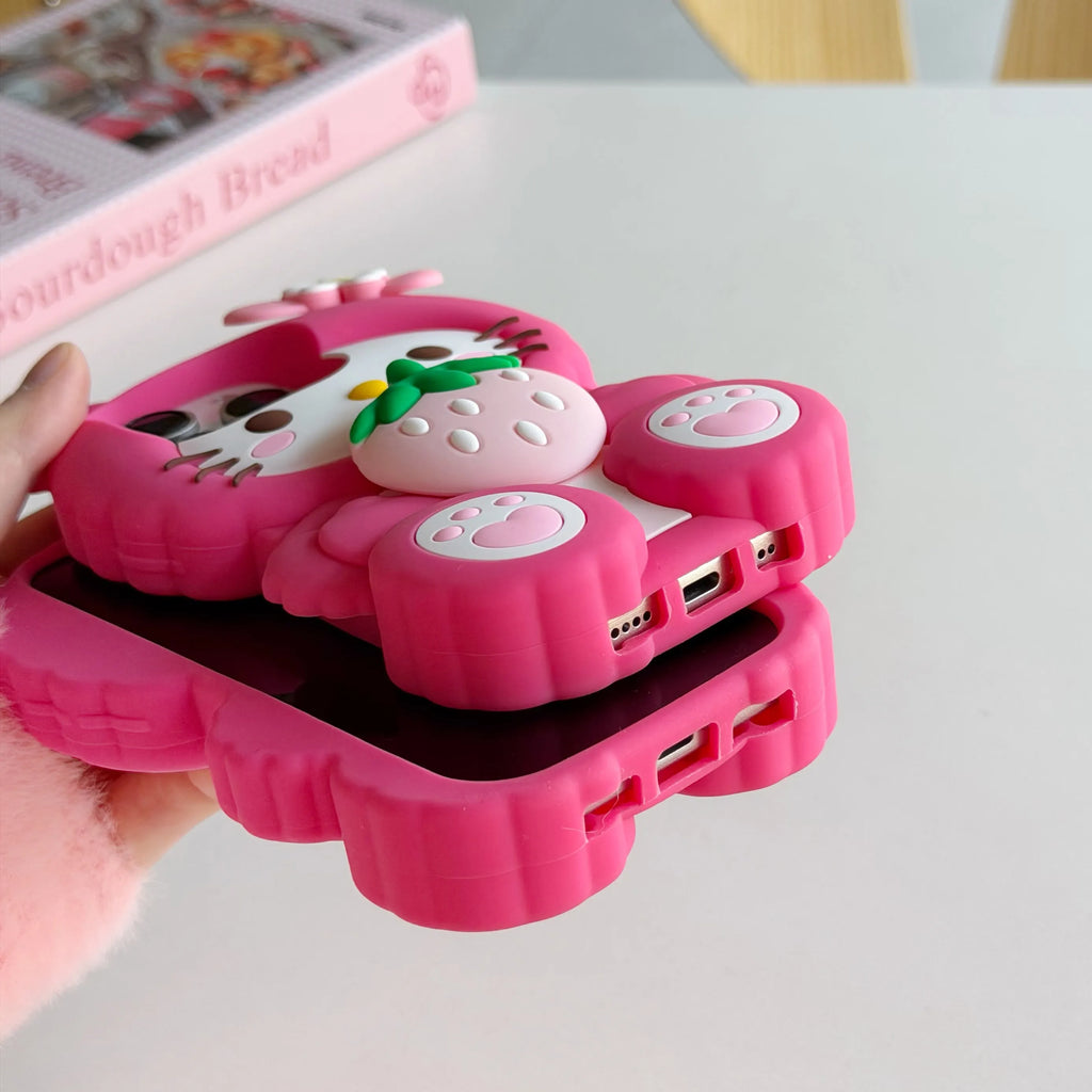 Strawberry Hello Kitty Stand Case – 3D Shockproof Cover