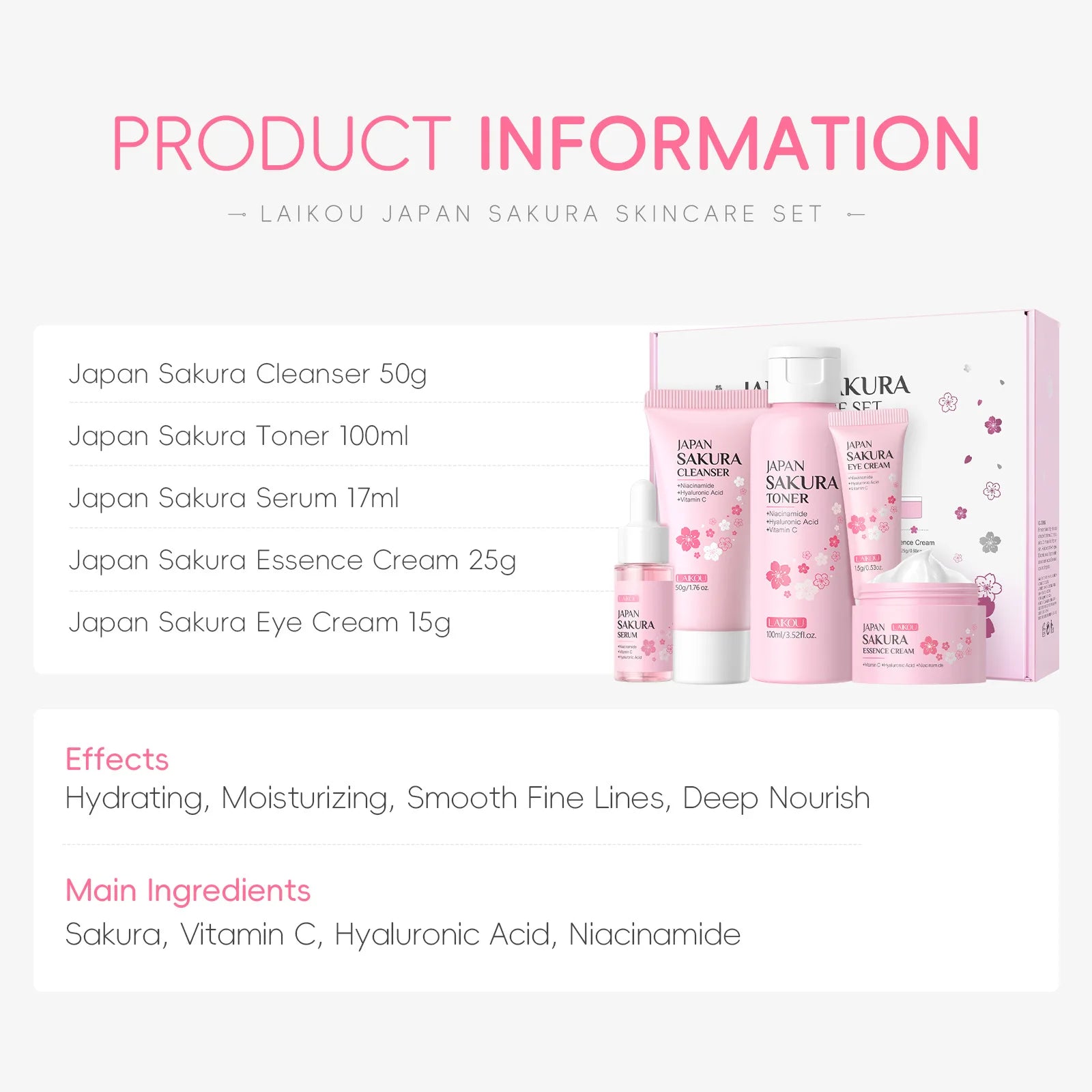 Sakura Glow Skincare Set – 5 Piece Hydrating Routine