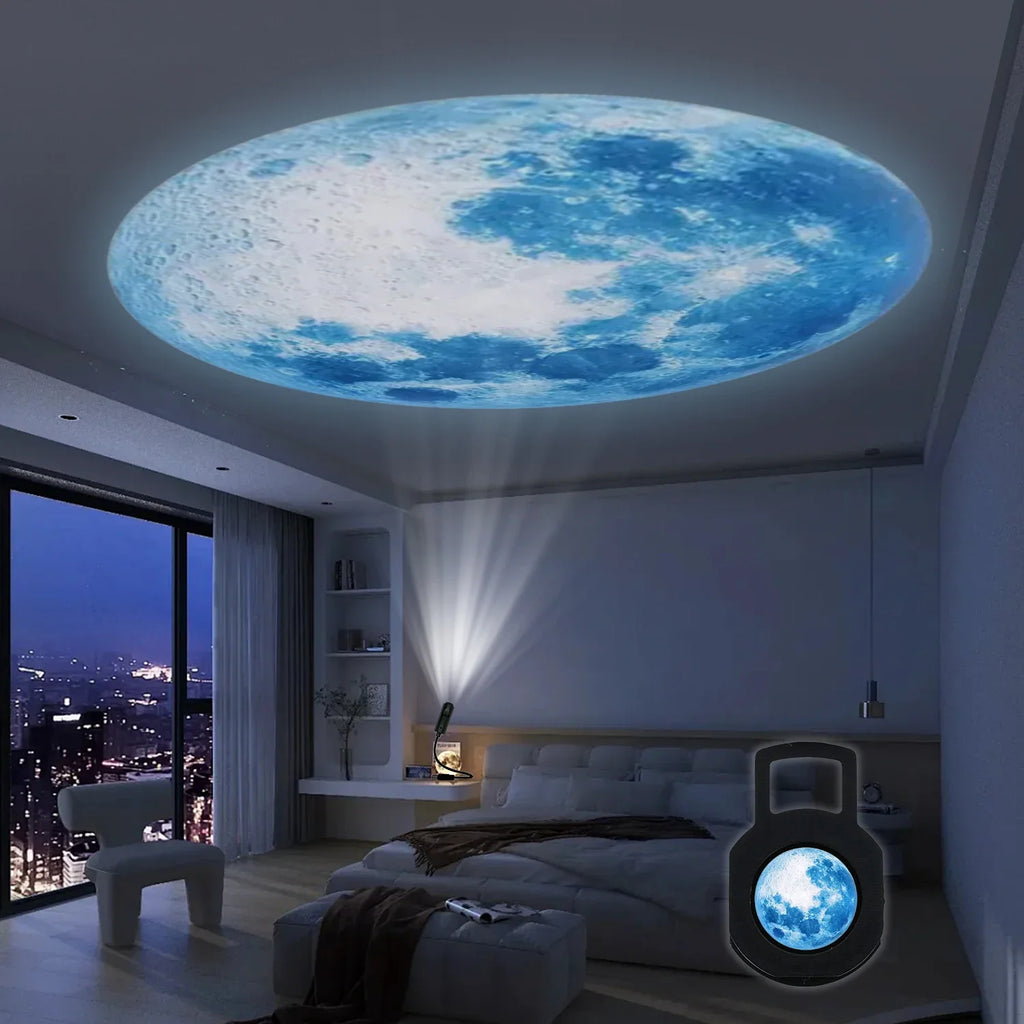 Rotating Moon & Star Projector Lamp – Rechargeable LED Night Light
