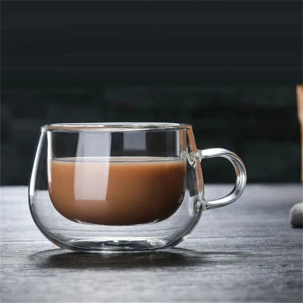 Double Wall Glass Coffee Cup – Heat Resistant Borosilicate Mug (150–350ml)