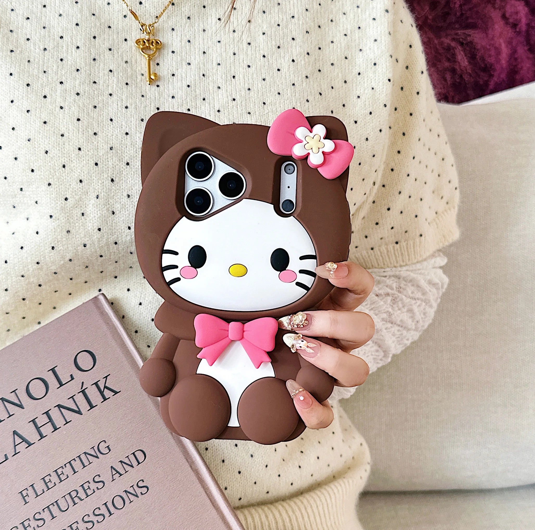 Hello Kitty 3D Bow Stand Case – Shockproof Silicone Cover