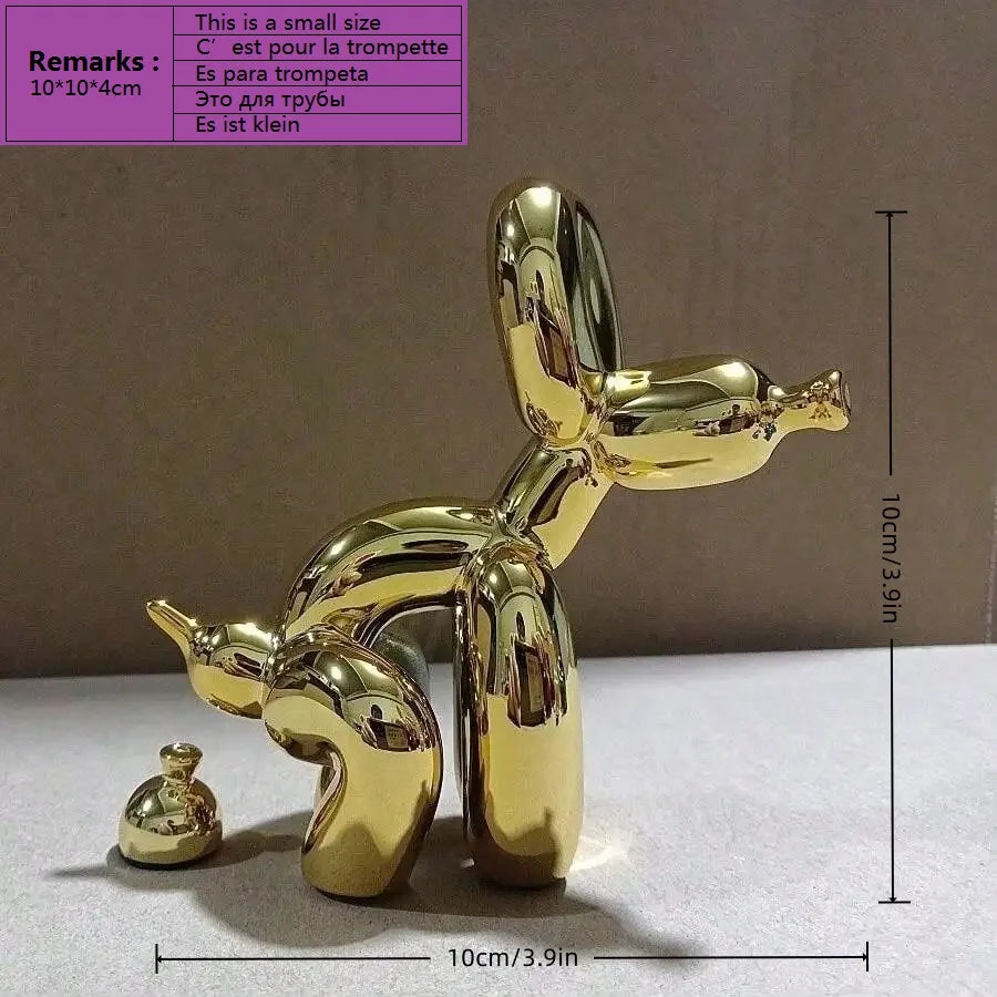 Modern Squat Balloon Dog Sculpture – Contemporary Home Decor