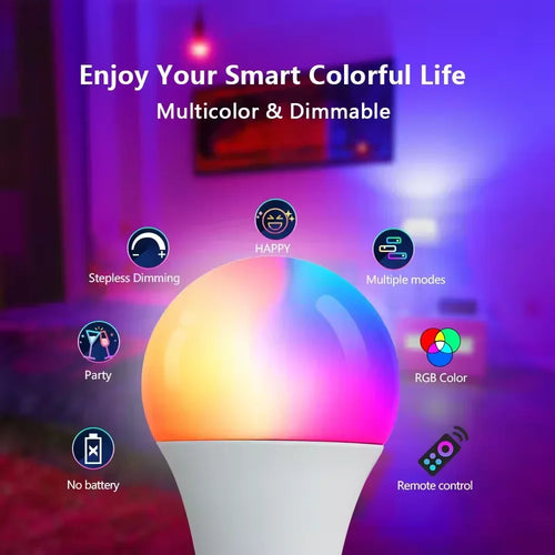 16 Colors RGB LED Light Bulb – Dimmable with Remote Control (E27)