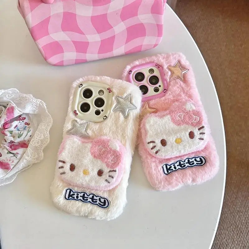 Hello Kitty Phone Case with Camera Stand – Plush Trendy Cover