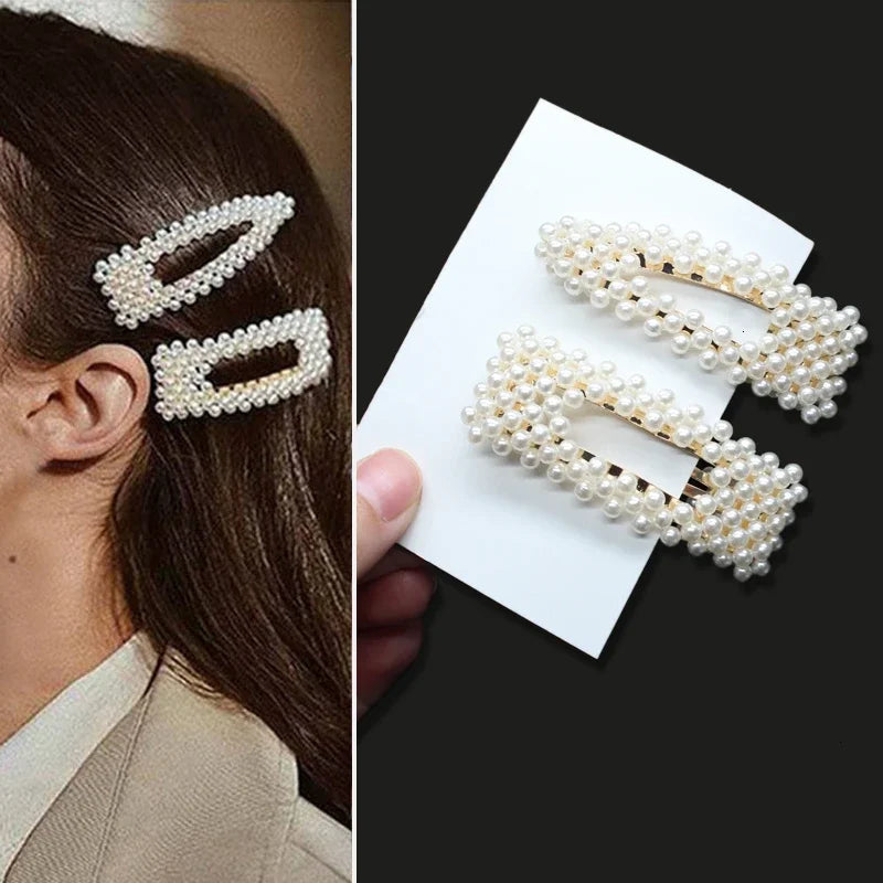 Handmade Pearl Hair Clips Set – Elegant Floral & Geometric Barrettes