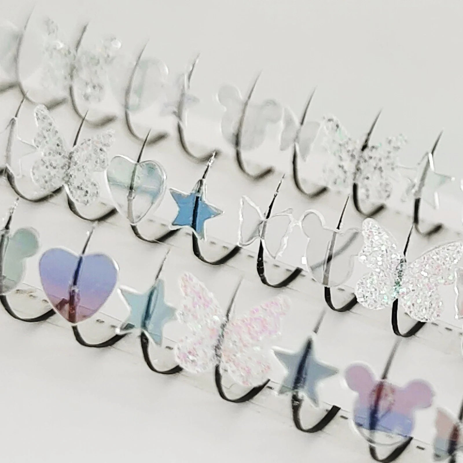 Butterfly Glitter Festival Lashes – Silvery Fairy Star Eyelashes (10–15mm)
