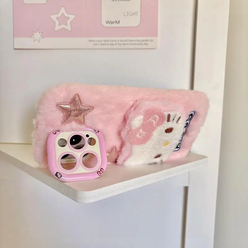 Hello Kitty Phone Case with Camera Stand – Plush Trendy Cover