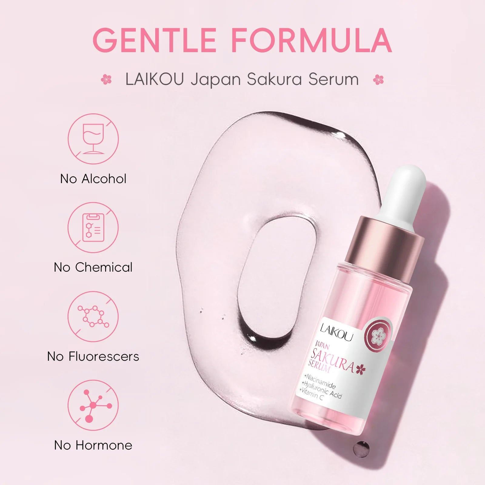 LAIKOU Sakura Brightening Face Serum – Hydrating & Pore Refining Essence (17ml / 30ml)