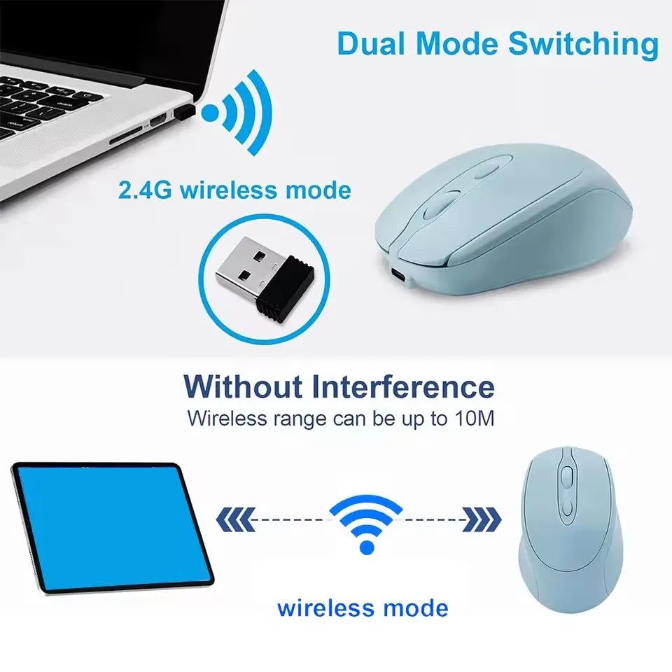 Rechargeable Wireless Mouse with OTG – Dual Mode Silent Bluetooth Mouse