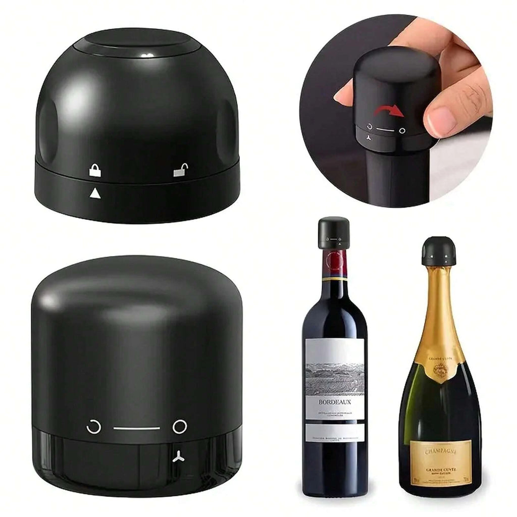 Mini Wine Bottle Stopper – Leak Proof Sealing Cap (Black)