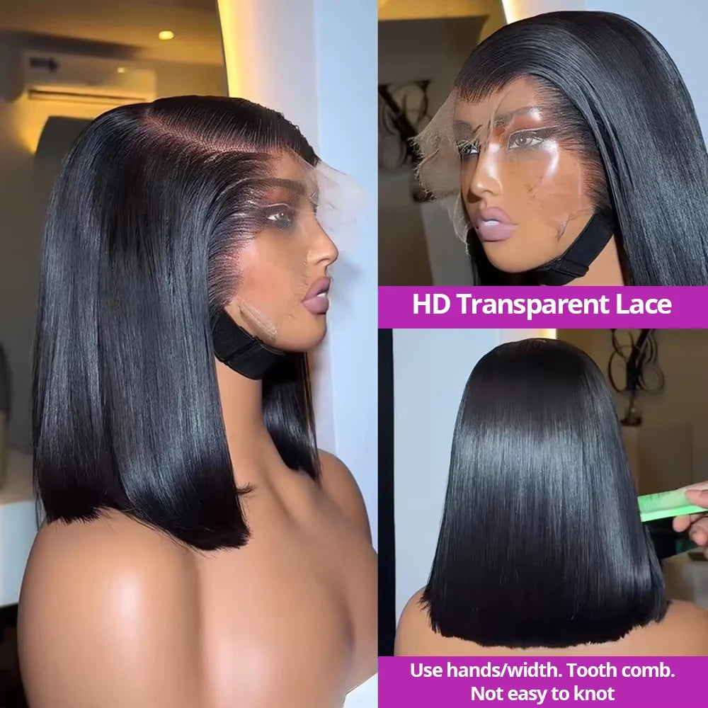 13x4 HD Lace Frontal Bob Wig – Bone Straight | Pre-Plucked