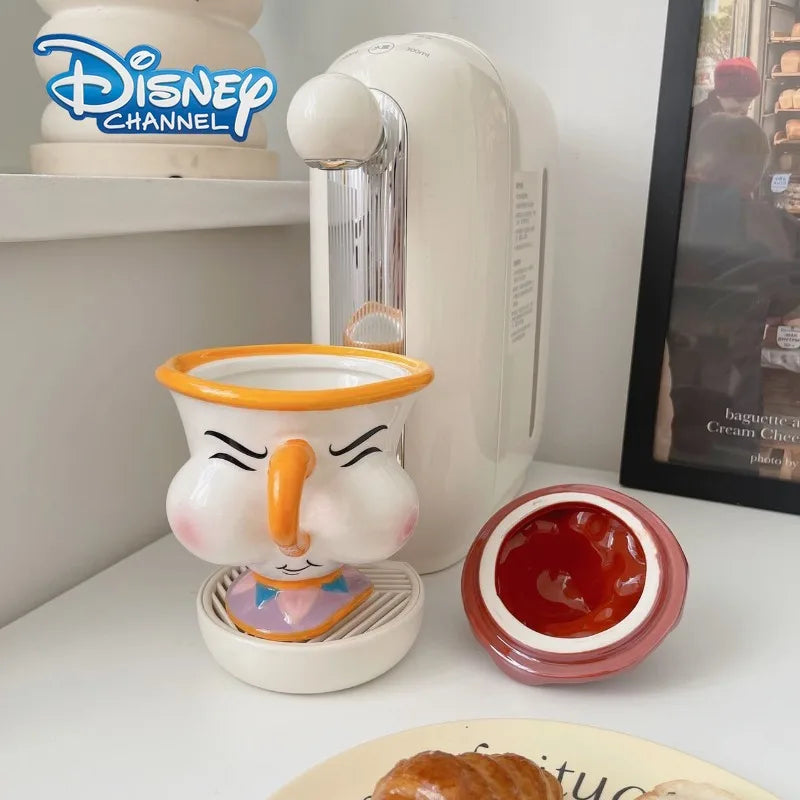 Cartoon Princess Ceramic Mug with Lid – Creative Coffee Cup