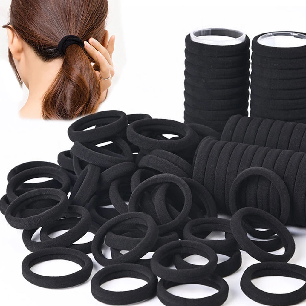 High-Elastic Hair Ties – Black & White (50 / 100 Pack)