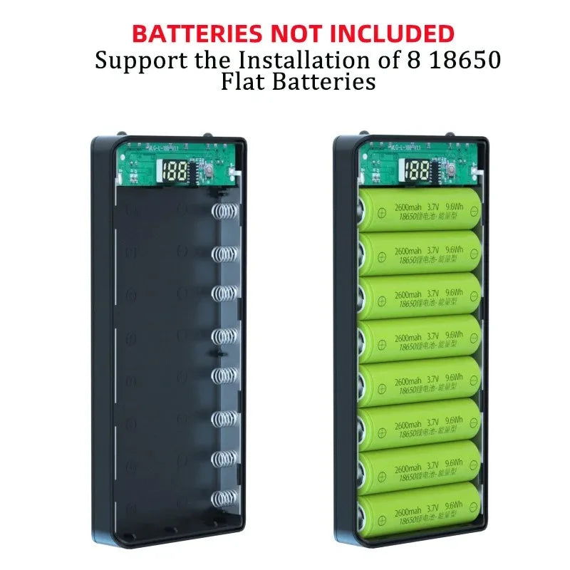 18650 Battery Power Bank Case – Dual USB & Type-C DIY Shell
