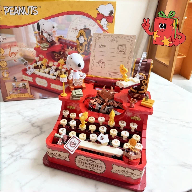 Snoopy Retro Typewriter Building Block Set – Cartoon Collectible Model