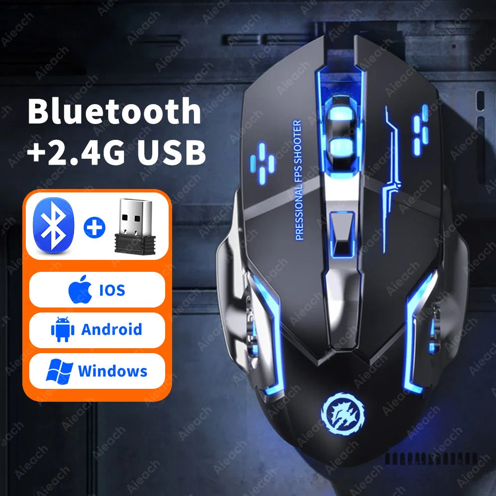 Wireless Bluetooth Gaming Mouse – Rechargeable RGB Ergonomic Design