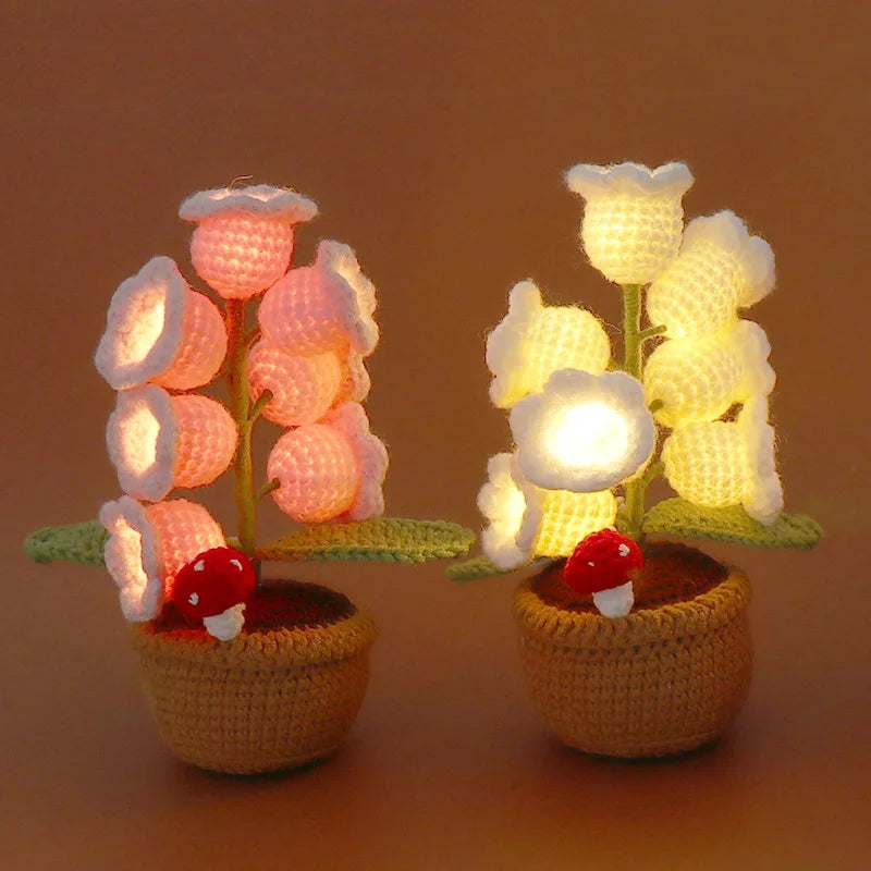 Crochet Orchid Potted Flower with Light