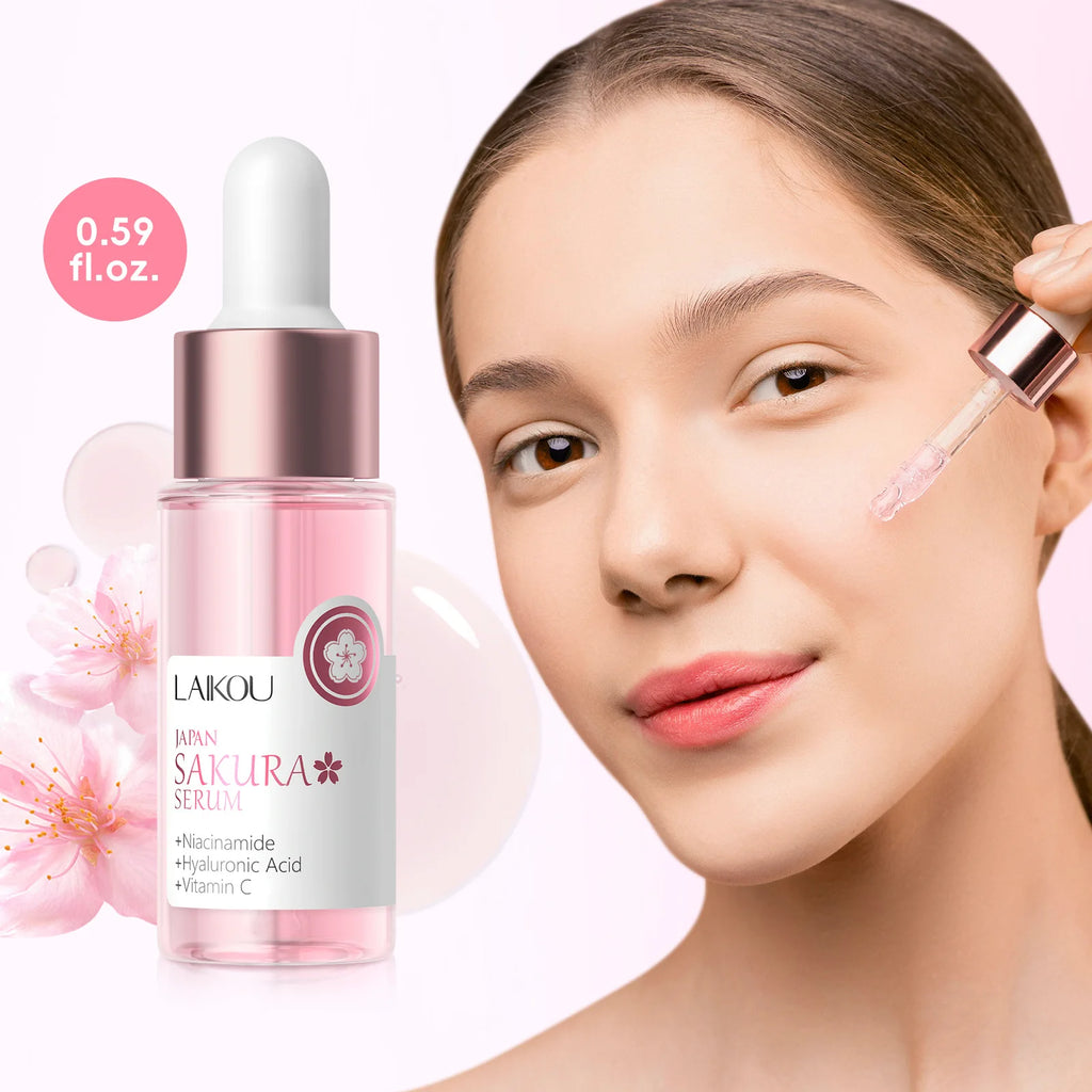 LAIKOU Sakura Brightening Face Serum – Hydrating & Pore Refining Essence (17ml / 30ml)