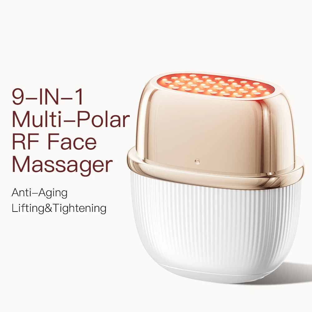 ANLAN RF & EMS Facial Lifting Device – 3 Color LED Anti-Aging Skin Tightening Massager (24K Gold Finish)