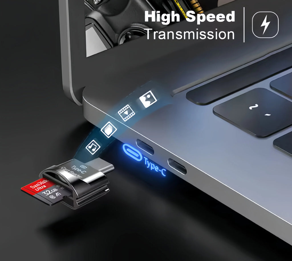 Type-C Micro SD Card Reader – USB-C TF Adapter with Keychain