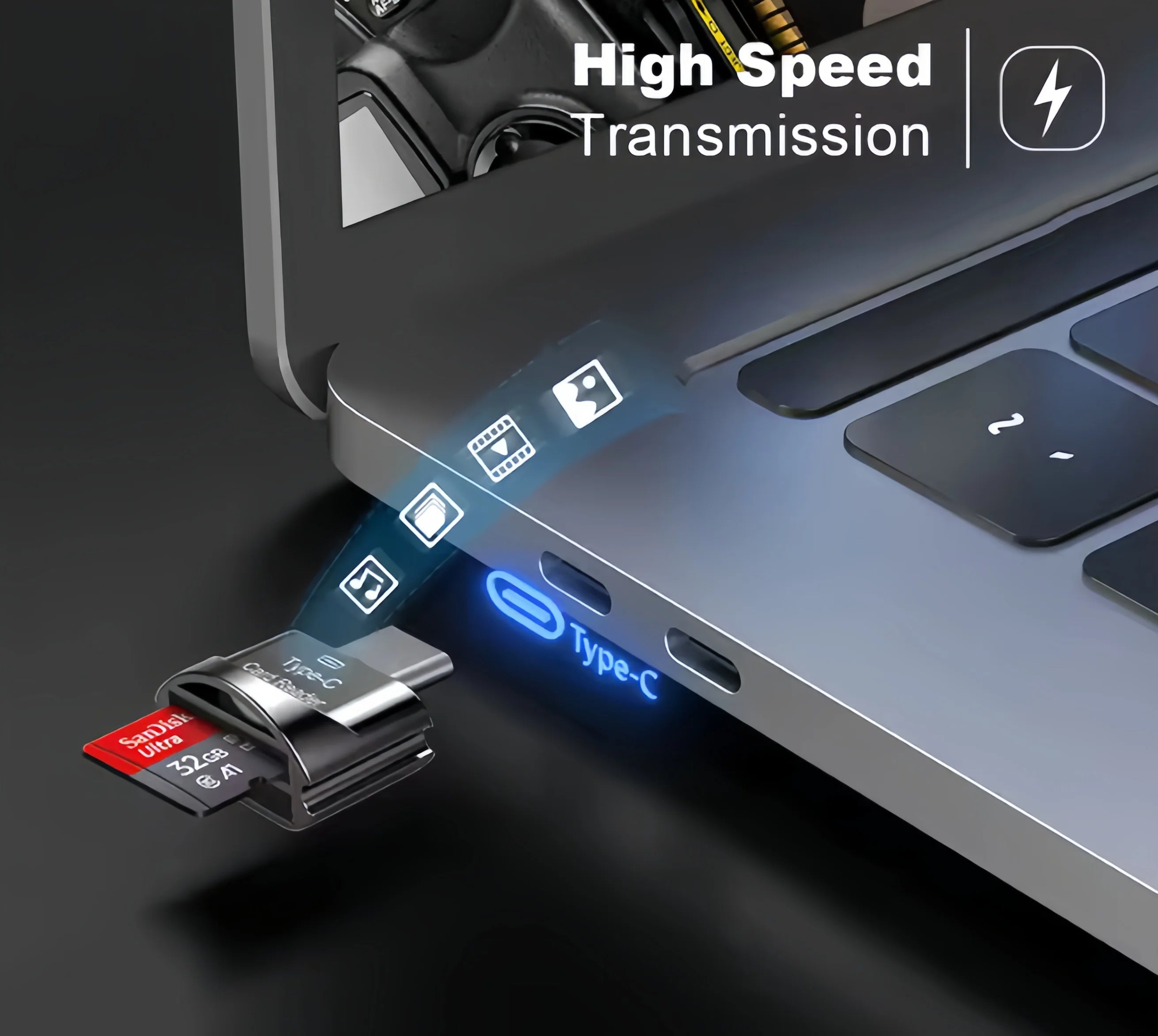 Type-C Micro SD Card Reader – USB-C TF Adapter with Keychain
