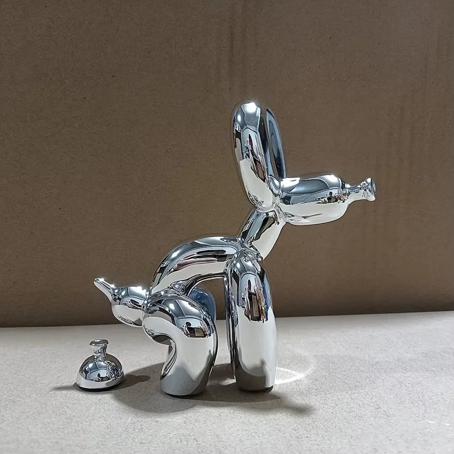 Modern Squat Balloon Dog Sculpture – Contemporary Home Decor