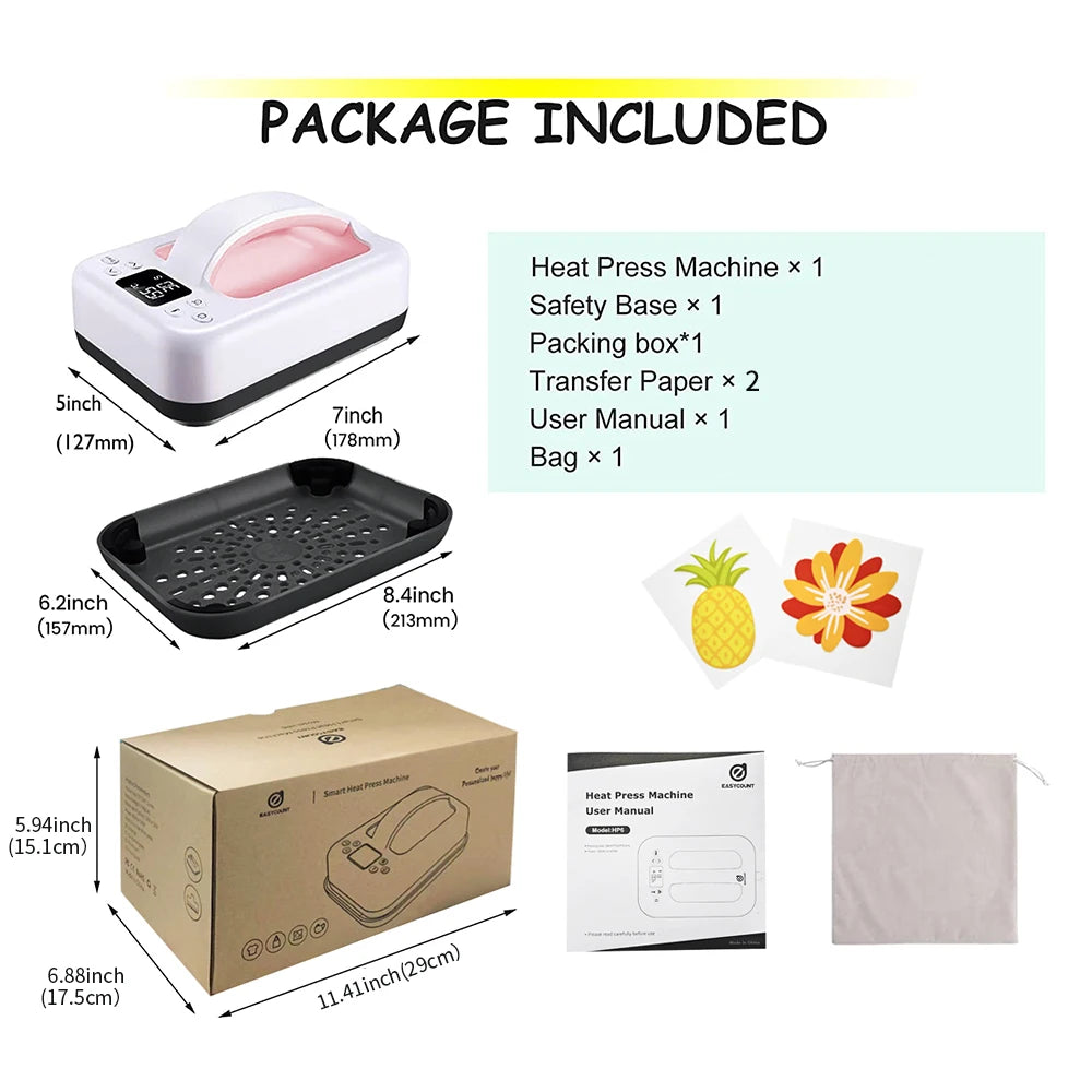 Portable Mini Heat Press Machine 7"x5" – Fast Heat T-Shirt Press