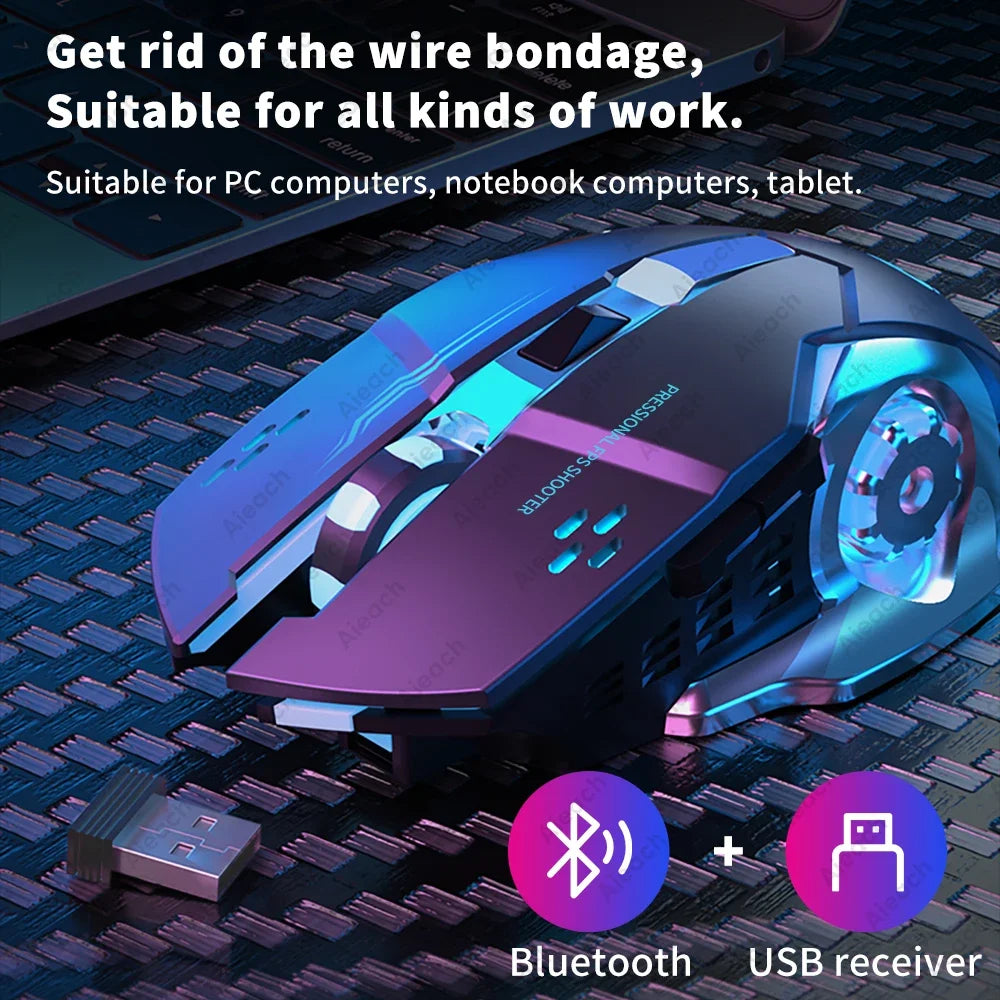 Wireless Bluetooth Gaming Mouse – Rechargeable RGB Ergonomic Design