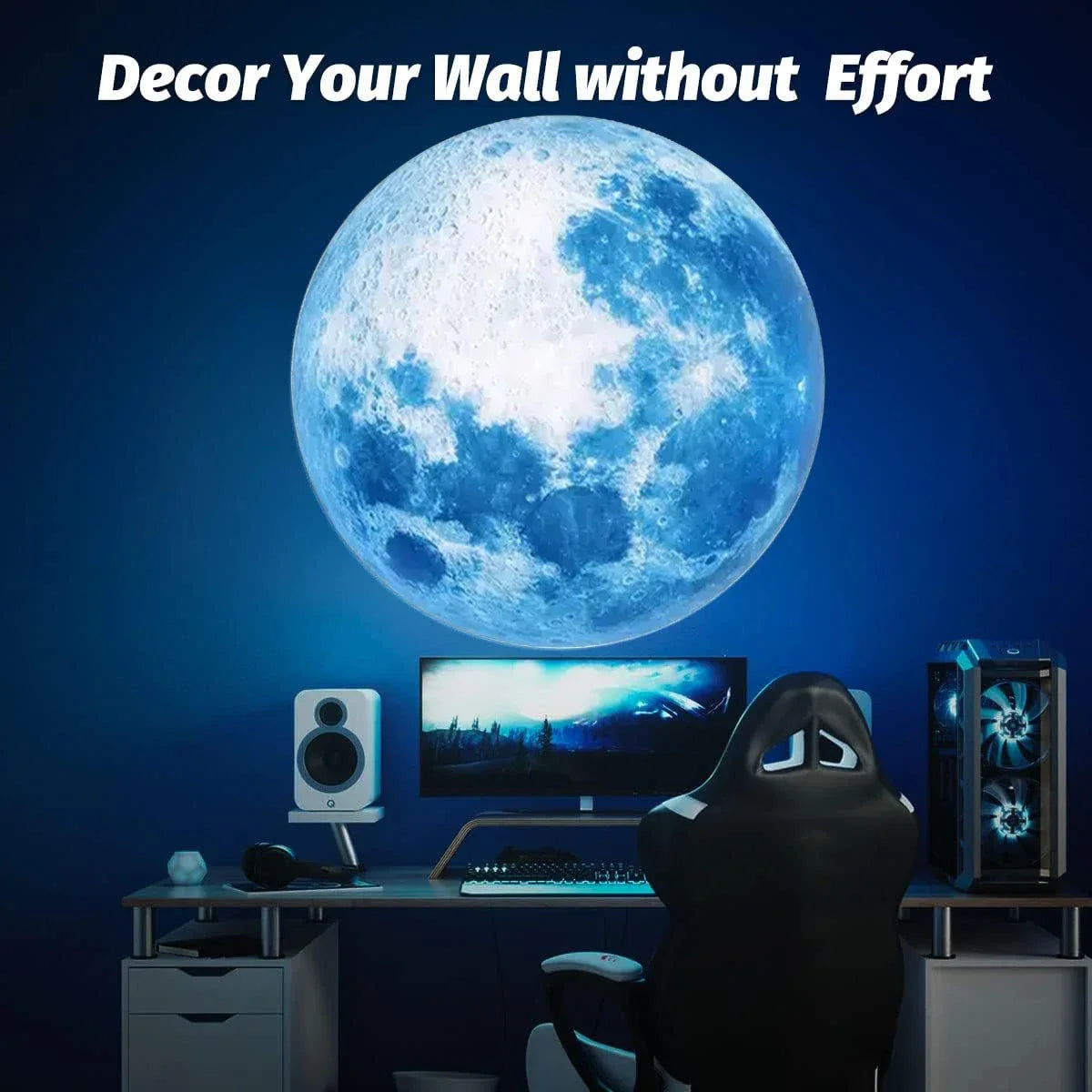 Rotating Moon & Star Projector Lamp – Rechargeable LED Night Light