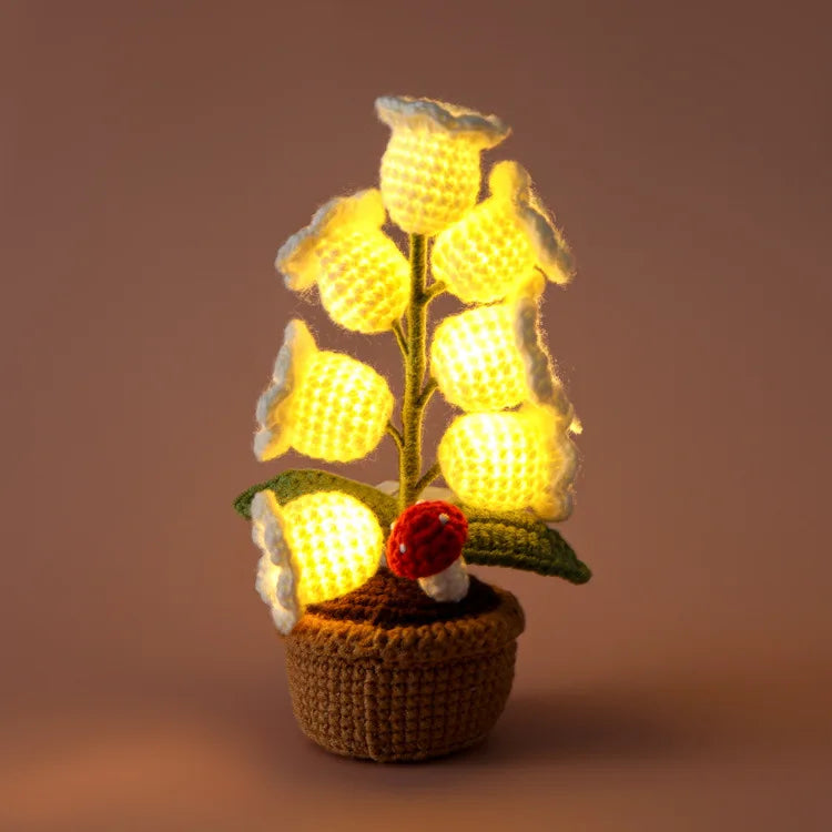 Crochet Orchid Potted Flower with Light