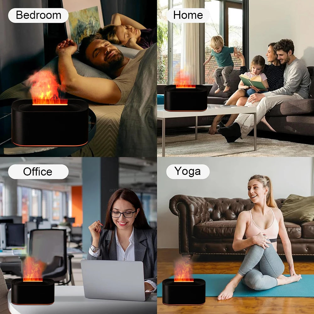LED Flame Aroma Humidifier – Essential Oil Diffuser